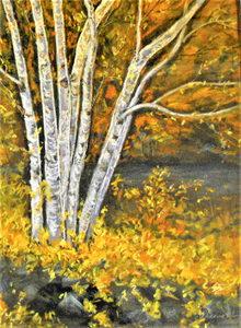 Fall Birches 16"Hx12"W