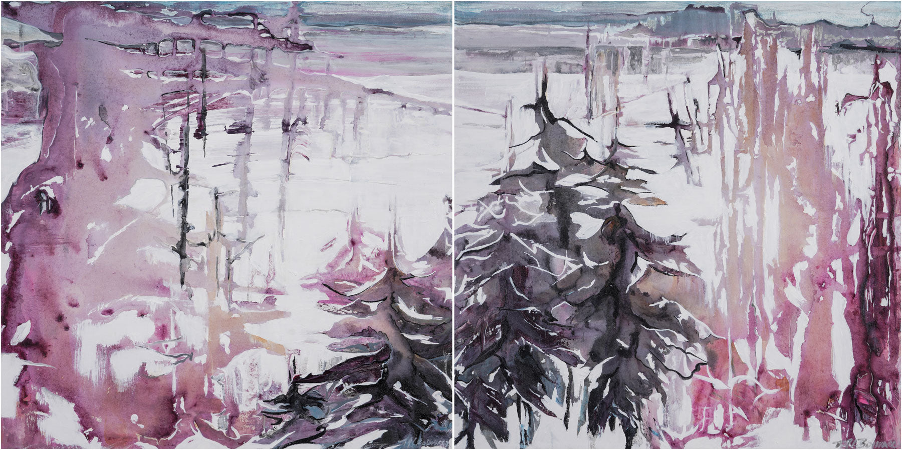 Haunted - "Path among trees" Collection, 24"x24" (Diptyque / Diptych)