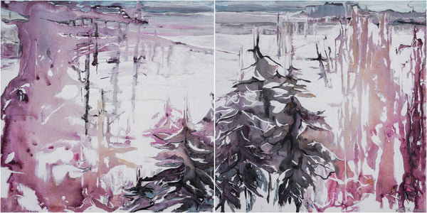 Haunted - "Path among trees" Collection, 24"x24" (Diptyque / Diptych)