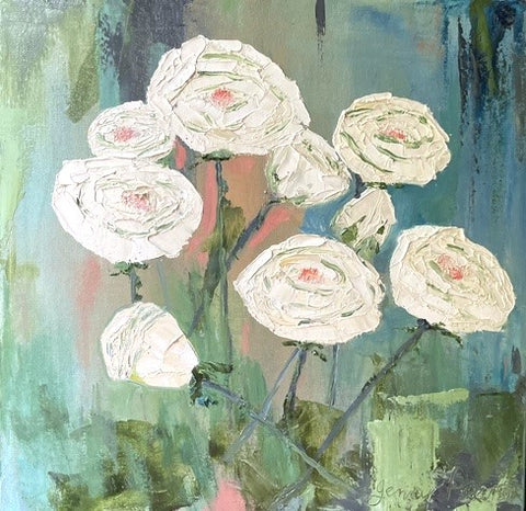 Roses blanches - White Roses, 12"x12"